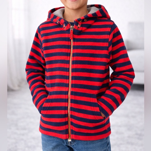 Mountain Warehouse Other - MOUNTAIN WAREHOUSE Striped Fleece Zip Hoodie Kids 7-8 Red Navy